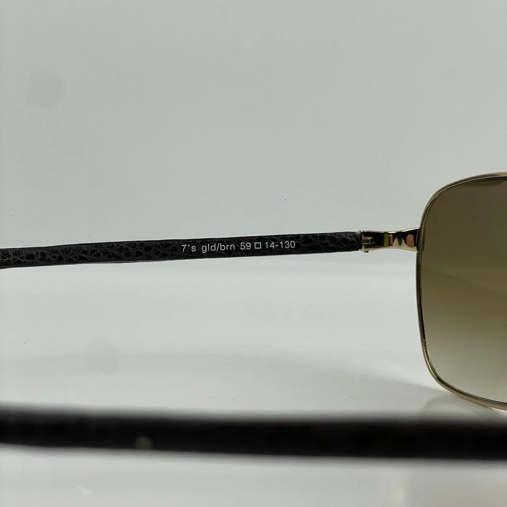 Modern Amusement Aviator Sunglasses Gradient 7s Gold/Brown Leather Y2K 59-14-130